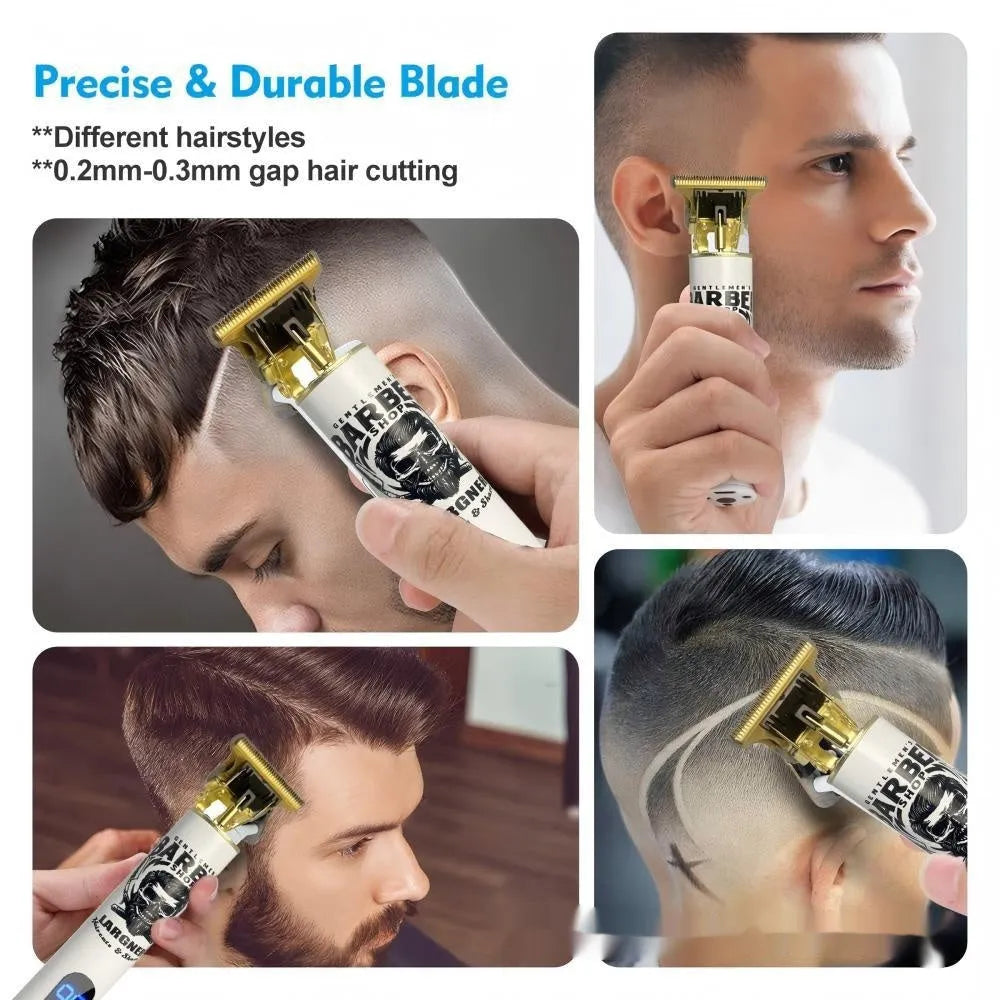 USB rechargeable cordless hair clipper with stainless steel cutter head and comb attachments