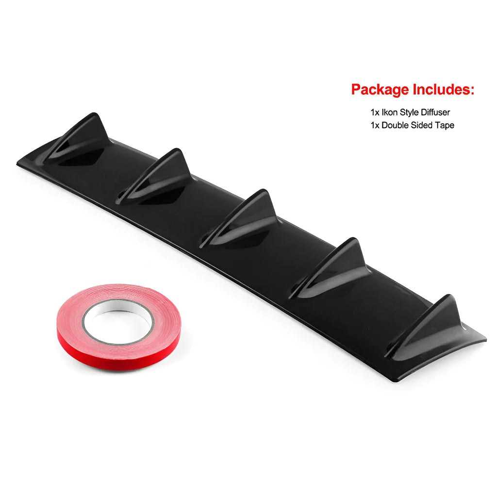 Black polyurethane and ABS car rear bumper diffuser with 5 shark fin spoiler design