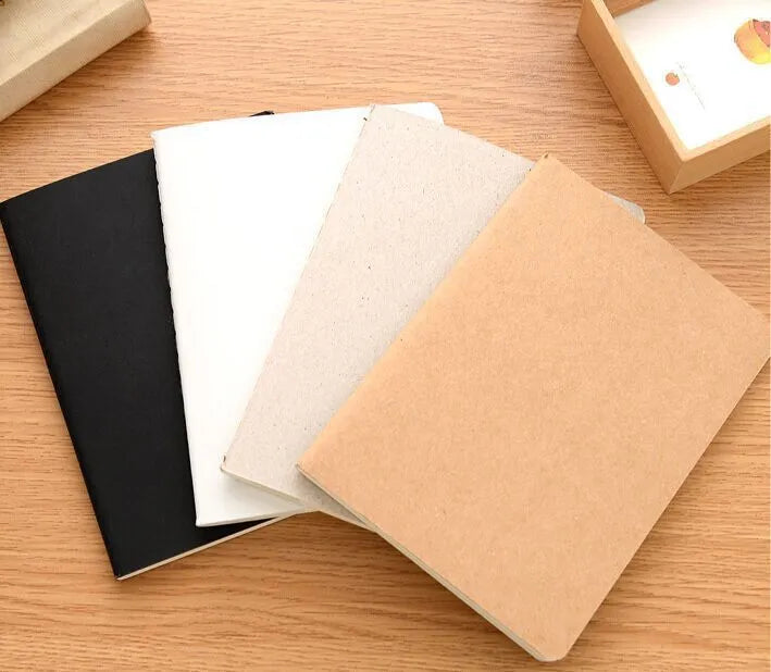Retro plain blank A6 graffiti book in black, white, cowhide, or grey cover colour