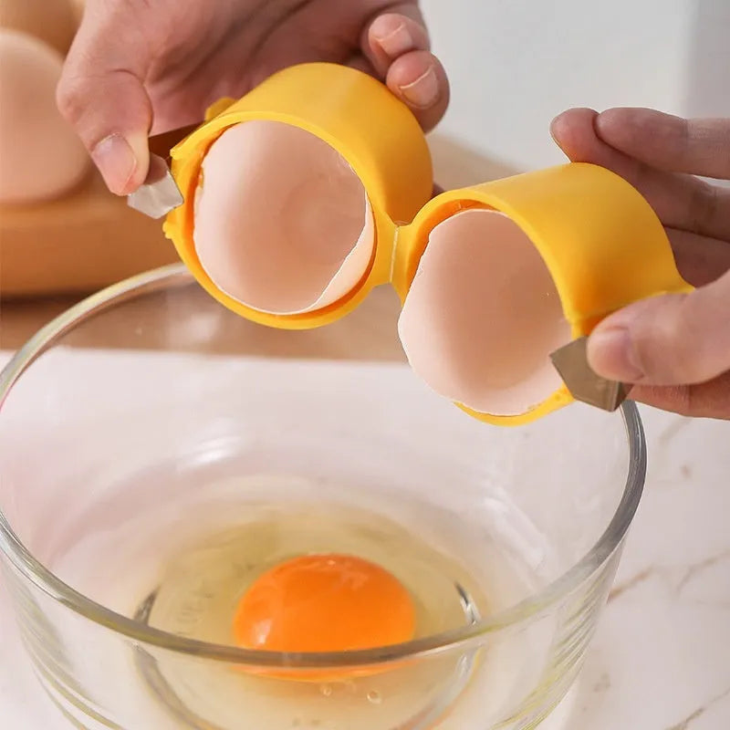 Egg shell opener and beater kitchen tool in pink, yellow or orange colours