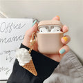 AirPods 2 silicone protective case with cylinder ice cream design showing clear lid and photo colour options