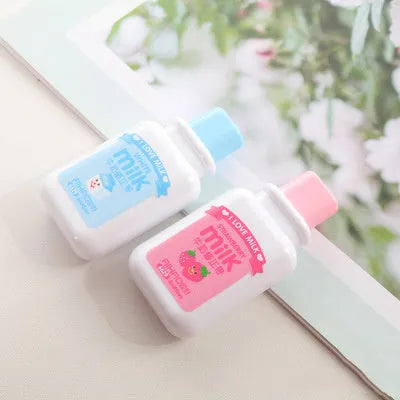 A bottle-shaped correction tape with cute patterns, showing the 6M tape length and curved design.