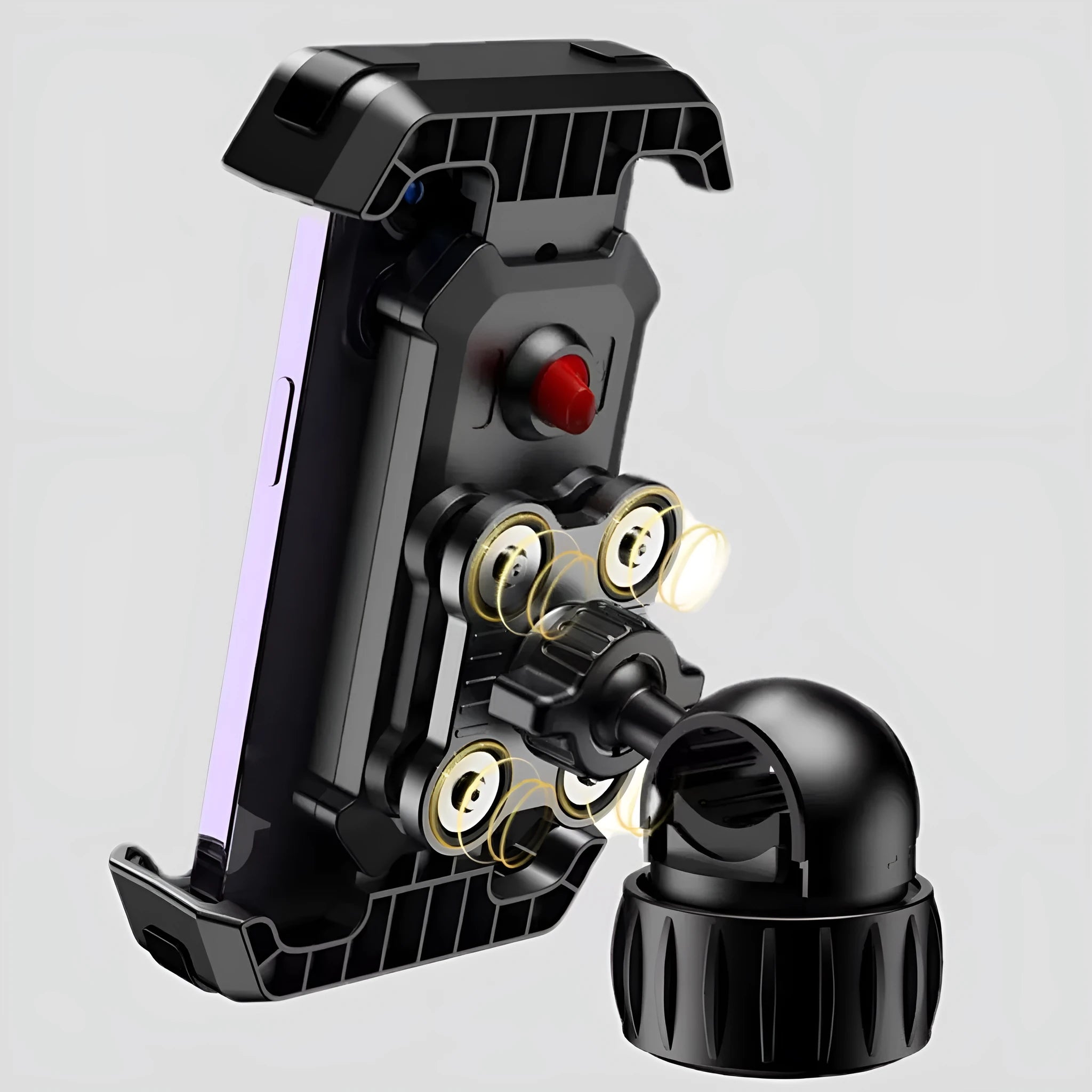 Black ABS plastic bicycle handlebar mount for mobile phone navigation.