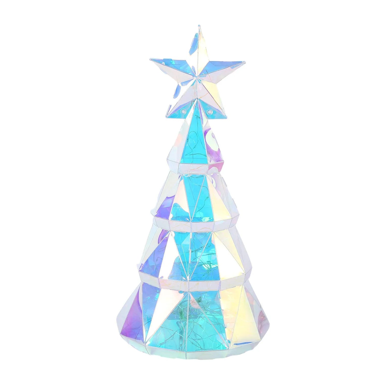 Colourful cartoon Christmas tree light decoration measuring 20cm tall made from PET plastic