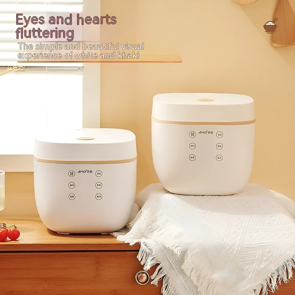 White intelligent multi-function rice cooker with 3 litre capacity and six cooking functions