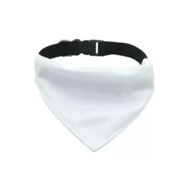Blank white polyester dog scarf for thermal transfer personalisation in four sizes