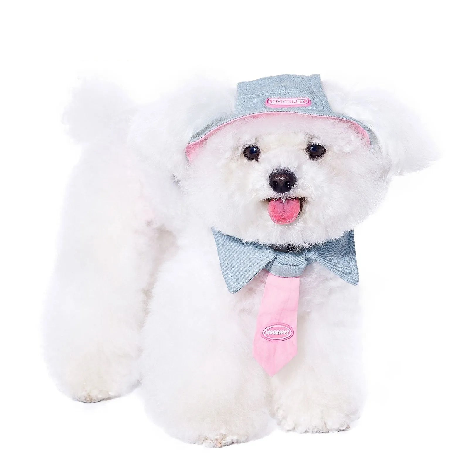 Blue bamboo fabric dog saliva towel for small breeds like Yorkshire and Bichon