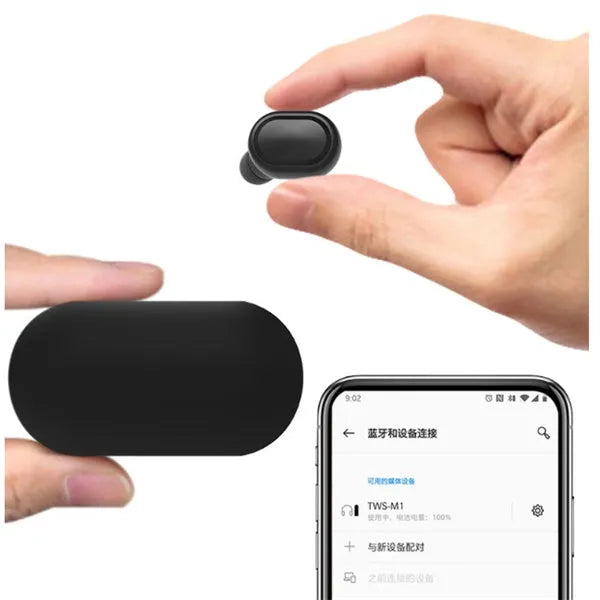 Black and white Bluetooth headphones with earbud design for wireless stereo sound