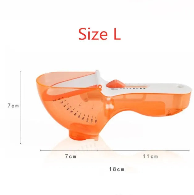 Blue and orange digital measuring spoon with magnetic bottom for kitchen storage