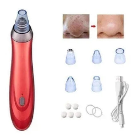Electric blackhead remover pore cleaner device with multiple nozzle attachments