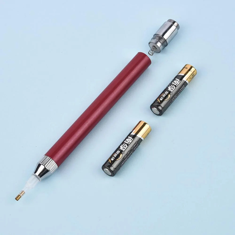Aluminium alloy luminous diamond painting drill pen with metal frame in blue, gold, and red colour options