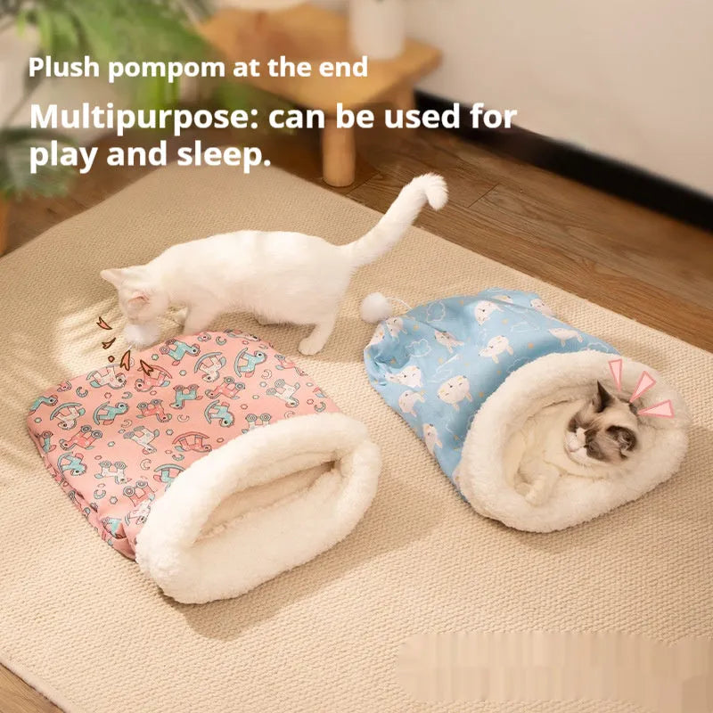 Flannel cat sleeping bag nest pet bed measuring 50x40cm with PP cotton filling