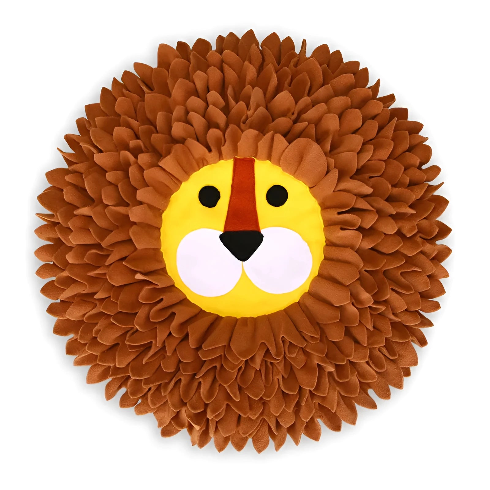 Brown lion-shaped snuffle pad for dogs and cats with food hiding compartments