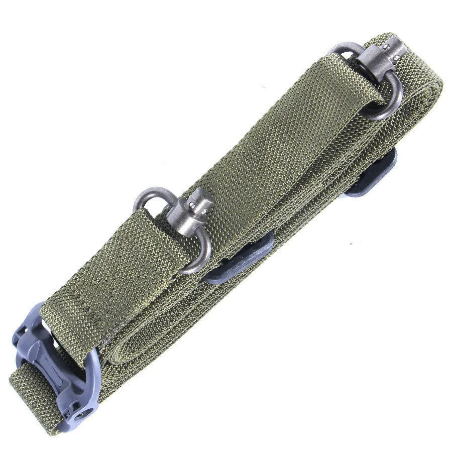 MS4 tactical nylon multifunctional strap rope shown in black colour, demonstrating its length and buckle.