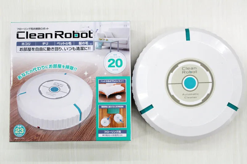 Black or white AC-powered robot vacuum cleaner on a wooden floor.