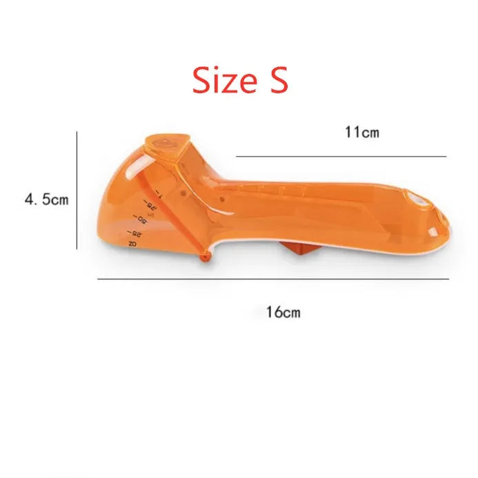 Blue and orange digital measuring spoon with magnetic bottom for kitchen storage