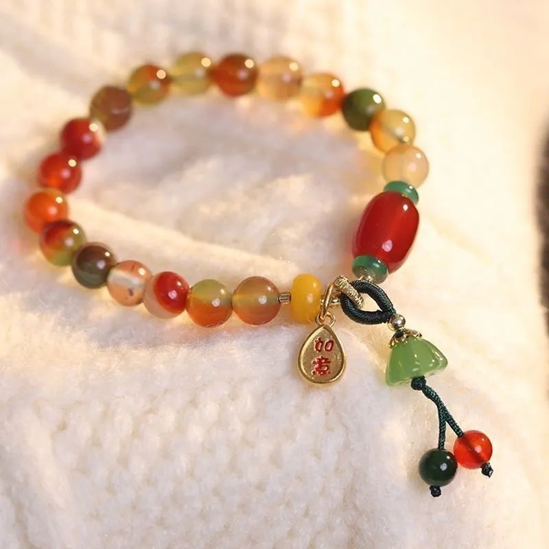 M990 Lotus Ruyi bracelet with lotus decoration and mixed materials