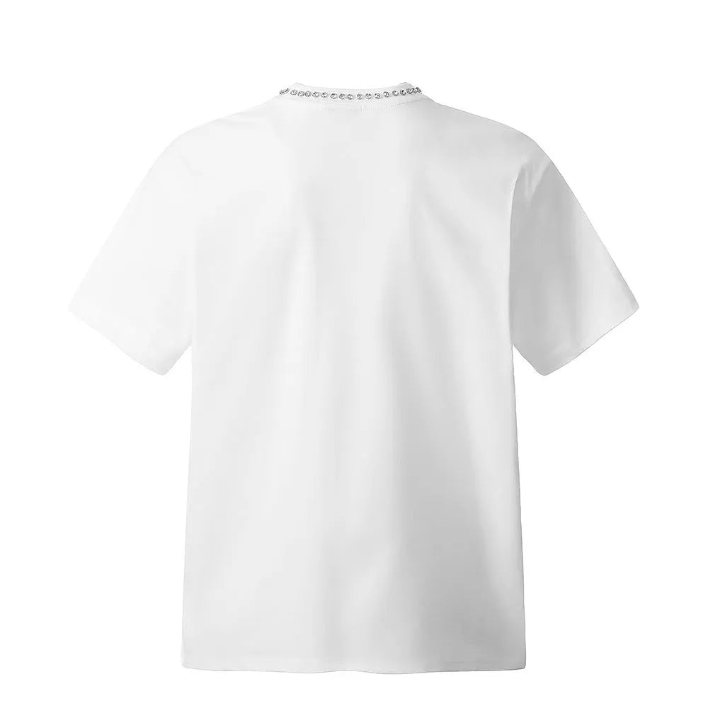 Men's cotton short sleeve t-shirt with cross star pattern, available in white and black, sizes S to XL