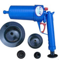 Plastic high-pressure air power drain blaster gun with four different size suckers for pipe unblocking