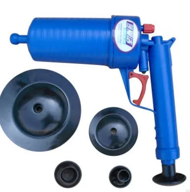 Plastic high-pressure air power drain blaster gun with four different size suckers for pipe unblocking