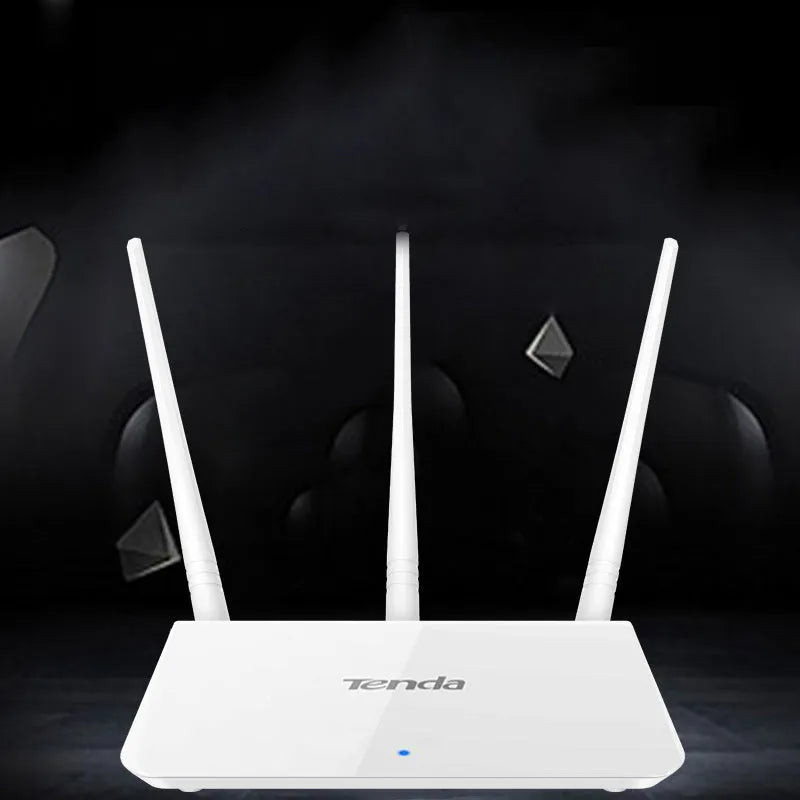 White wireless router for dual-band 2.4GHz and 5GHz home broadband network.