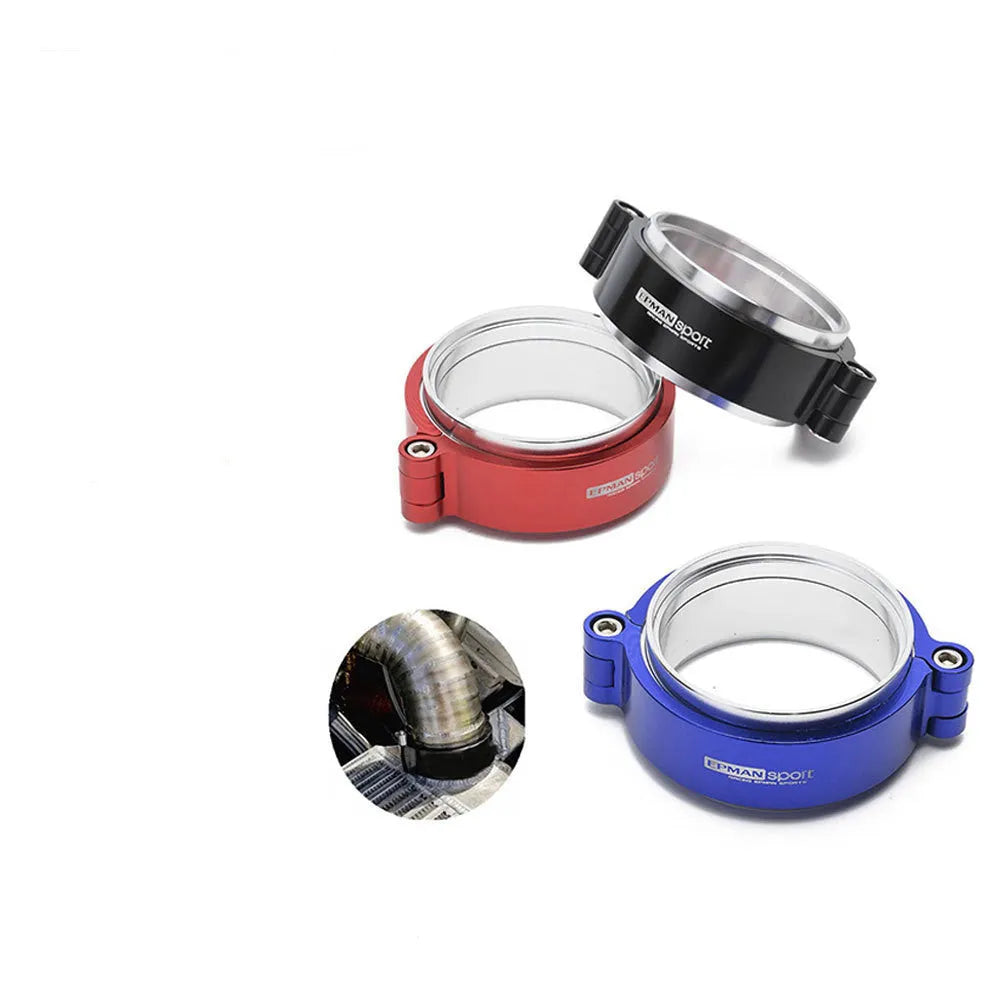 Aluminium fixed movable exhaust clamp for car modifications in black, blue or red