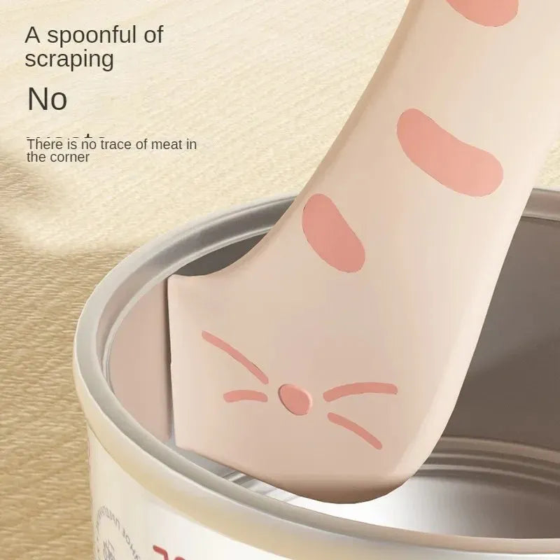 Silicone pet food spoon and can sealing lid set in grey, pink, yellow colours
