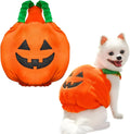 Orange plush pumpkin Halloween costume for small medium dogs and cats on mannequin