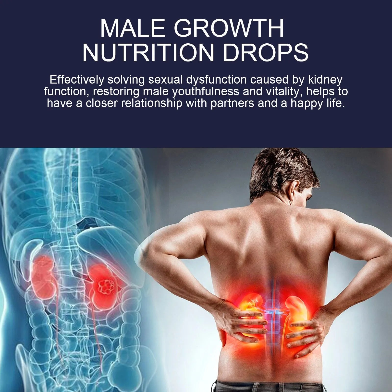 Male Body Nutrition Drops 30ml facial serum in dropper bottle for universal skin types