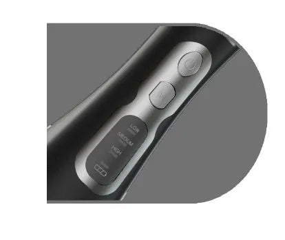 Portable water flosser in black, pink or white with rotating nozzle and USB charging cable
