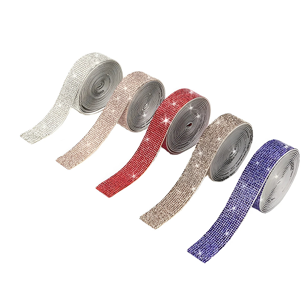 Self-adhesive water drill strip with electroplated glass beads for clothing decoration