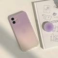 Yellow to purple gradient silicone iPhone case with extended X bracket stand on back