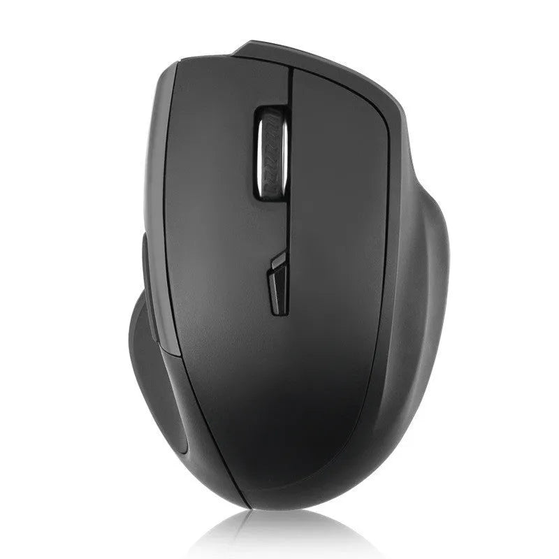 Black wireless optical mouse with seven buttons and intelligent voice control features