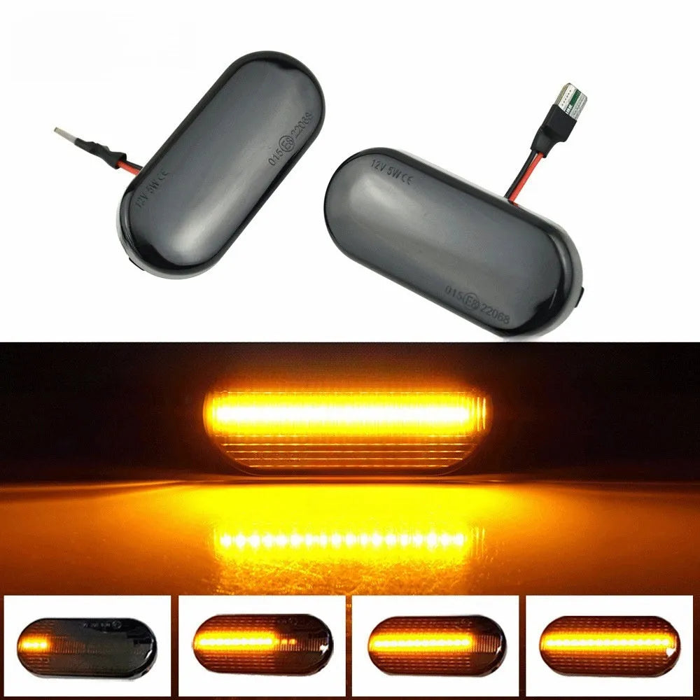Skoda Octavia flowing water style side turn signal indicator light in blackened ABS plastic housing