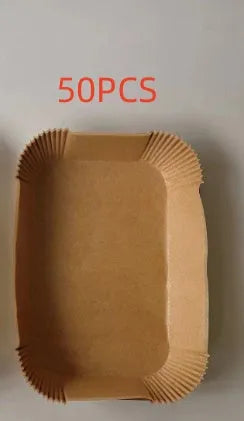 Round disposable paper liners for air fryers with 4.5cm high edges in white parchment colour