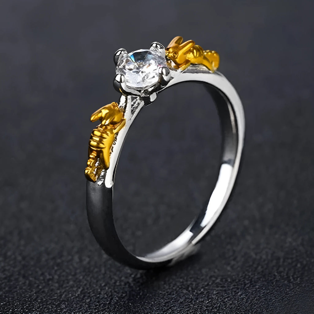 A black gold finished copper ring in a crown shape for cosplay and festivals.