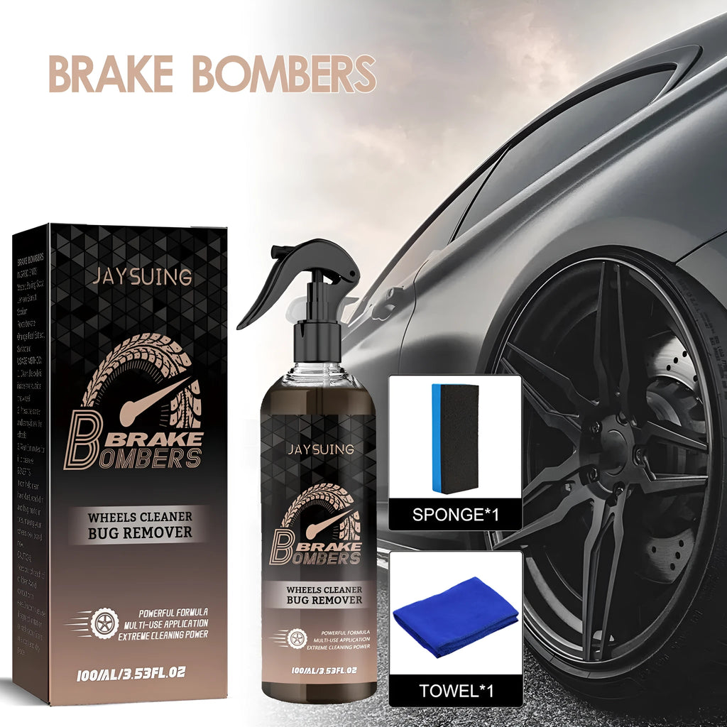 Brake disc cleaning kit with 100ml bottle, sponge, and cloth for rust removal