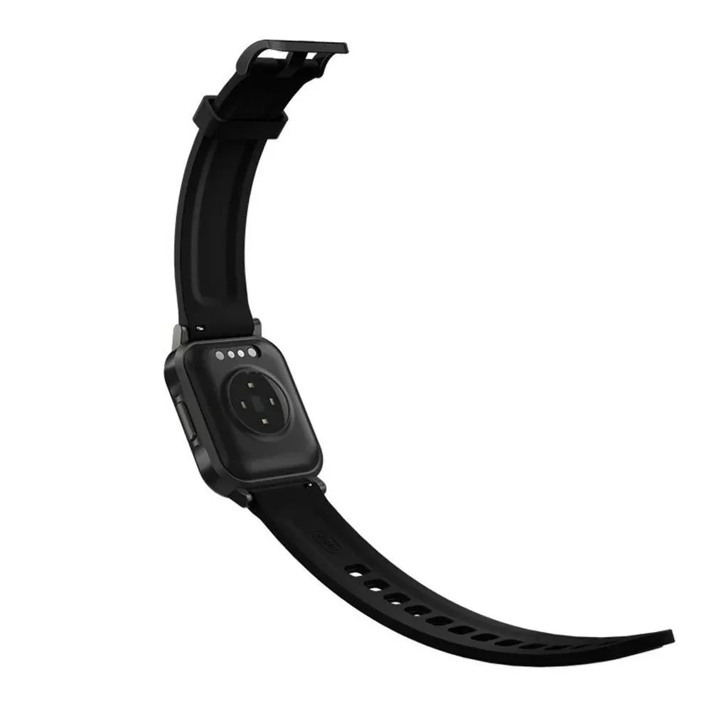 Black waterproof smart bracelet with 1.4 inch touch screen on a silicone wrist strap.