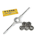 Alloy steel hand tap wrench die set in blister packaging for metric 55° pipe thread cutting