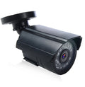 Black AHD HD waterproof outdoor security camera with infrared LEDs for night vision.