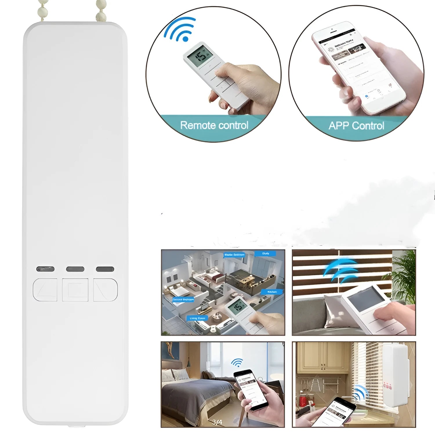 White plastic remote control smart curtain motor for EU and US curtain installation