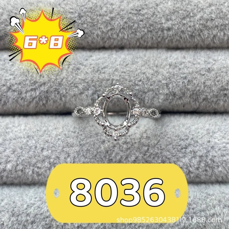 Korean style open mouth ring with oval denier stone and five-pointed star design on copper with electroplating