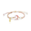 National style woven bracelet with peace buckle in peach blossom colours