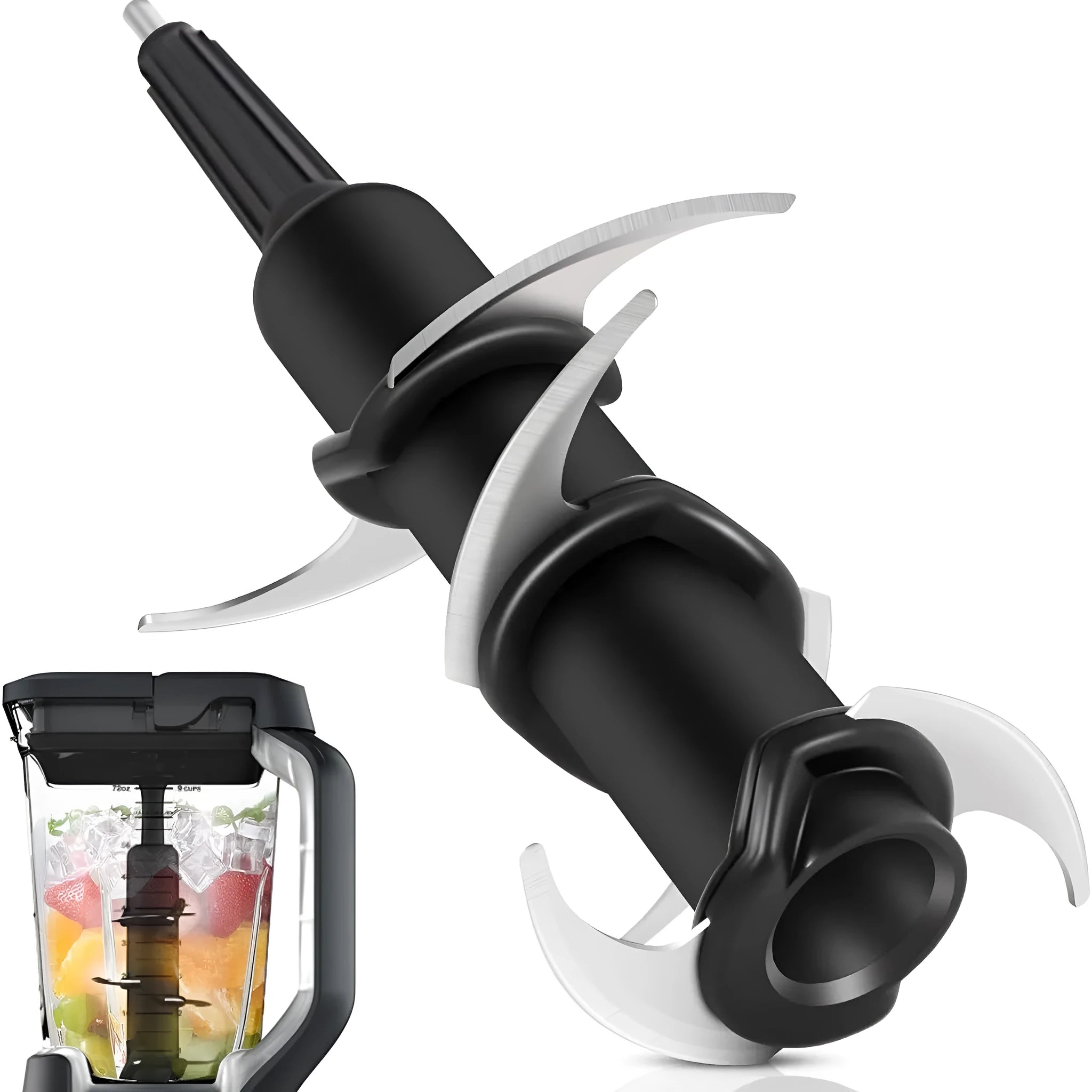 Stainless steel replacement six-stack blade set and knife holder for blender or juicer repair.