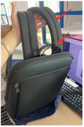 Black leisure computer backpack with hidden back pocket and ventilated panel, 28x7x43cm