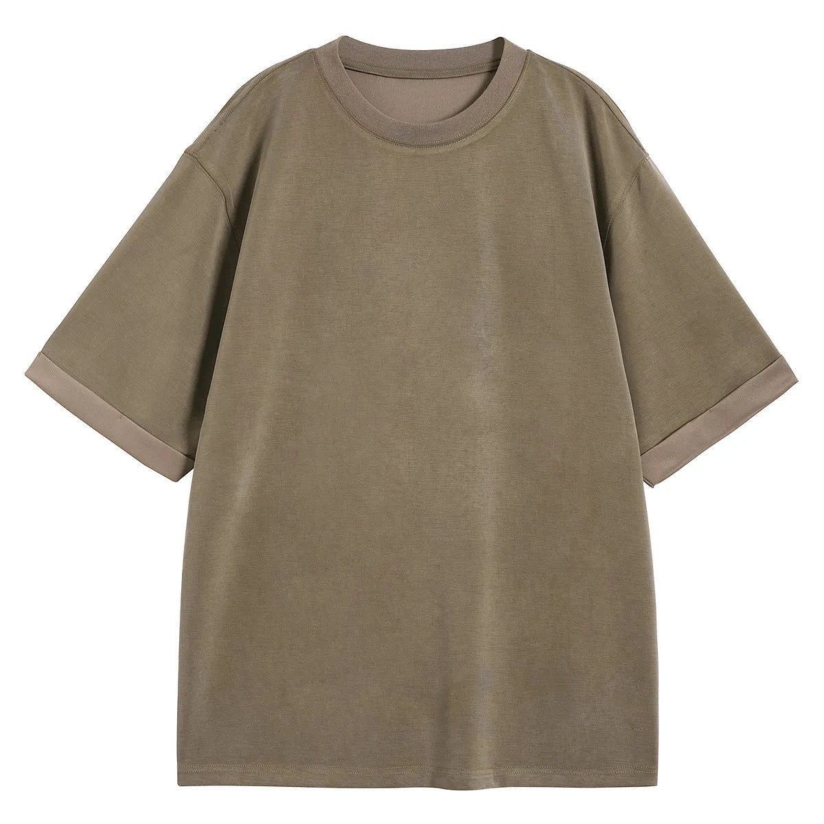 Men's loose drape knit casual T-shirt in black, brown, or white colours