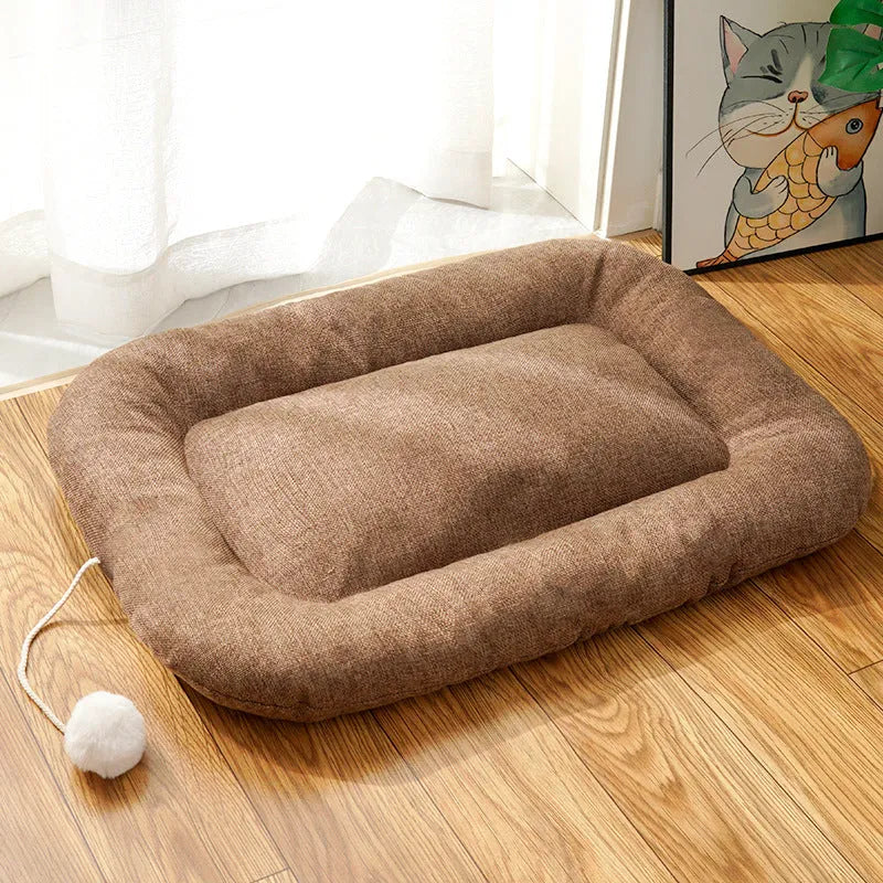 Brown and green dog kennel cushion with cooling pad for summer comfort in four size options
