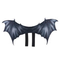 Black cloth bat wings Halloween costume shown on a dog, with size options for 40cm, 55cm, and 64cm wingspans.