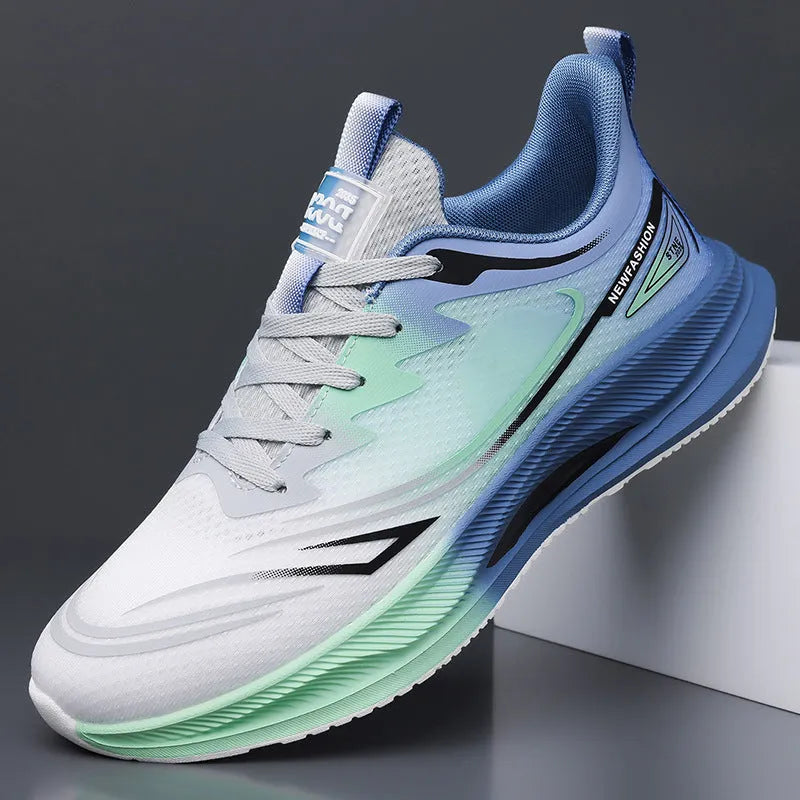 Men's low-top casual shoes in grey green with woven mesh upper and rubber sole