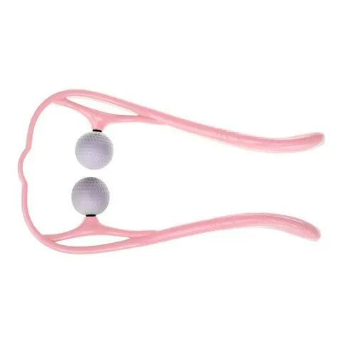 Blue plastic neck massager with adjustable stand and hand roller for pressure point therapy